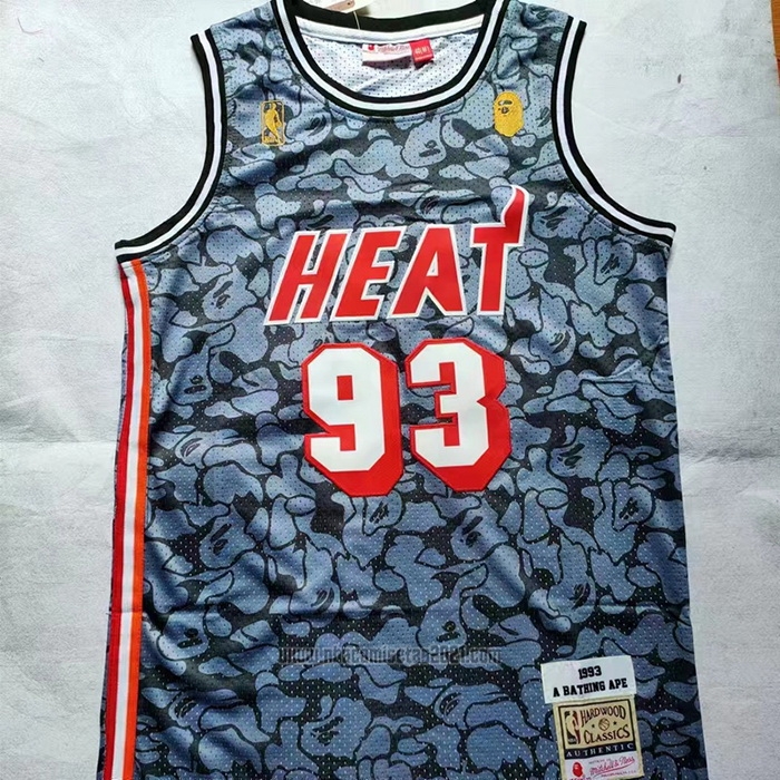 Camiseta Miami Heat Bape #93 Hardwood Classic Negro